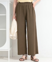 【洗濯機可/S-LL】すっきり見え さらさら 楊柳イージーワイドパンツ