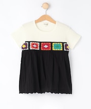 【100-150cm】クロシェ編みデザインTシャツ