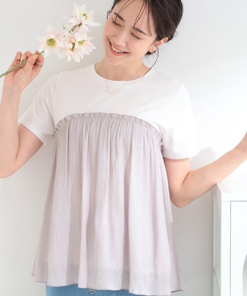 【ひんやり/S-LL】きらきらビスチェドッキング風 デザインTシャツ
