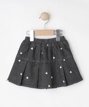 【100-150cm】ハート刺繍デニムスカート