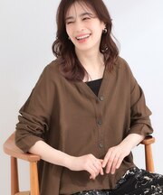 Vネックシアーシャツカーディガン