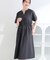 麻調スキッパー脇リボンワンピース