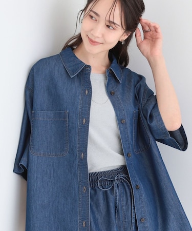 【セットアップ可能】ライトオンスデニム 5分袖シャツ