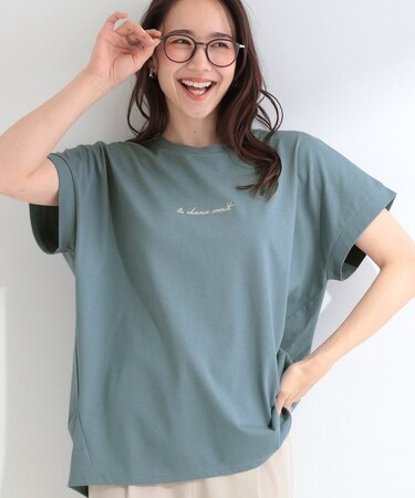 【汗じみ防止/ひんやり/体型カバー】真夏の味方。汗じみが気になりにくい 大人の刺繍ロゴTシャツ