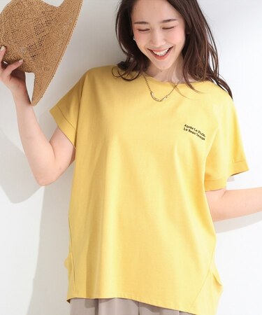 【汗じみ防止/ひんやり/体型カバー】真夏の味方。汗じみが気になりにくい 大人の刺繍ロゴTシャツ