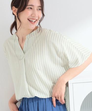 【洗濯機可/体型カバー】とろみタックスキッパーブラウス