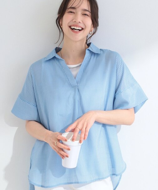 【2点セット/S-LL/洗濯機可】時短でコーデ決まる スラブスキッパーシャツ+ビジュー付きタンクトップ