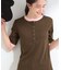 【S-LL/洗濯機可】二の腕隠れる 配色レイヤード風 ヘンリーネック5分袖Tシャツ
