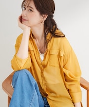 【洗濯機可】ダブルポケット 楊柳しぼしぼシアーシャツ