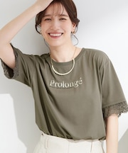 【ひんやり/UV/S-LL】柄アソート お袖レースが旬顔 上品に決まる大人Tシャツ