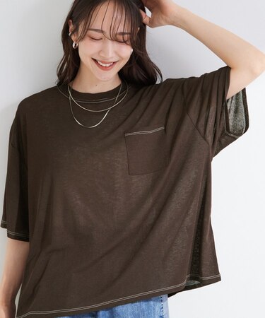 【S-LL/洗濯機可/体型カバー】ゆるっとこなれる 大人のシアースラブTシャツ