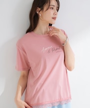 【ひんやり/UV/S-LL/洗濯機可】裾レースが大人上品 プリントアソートTシャツ