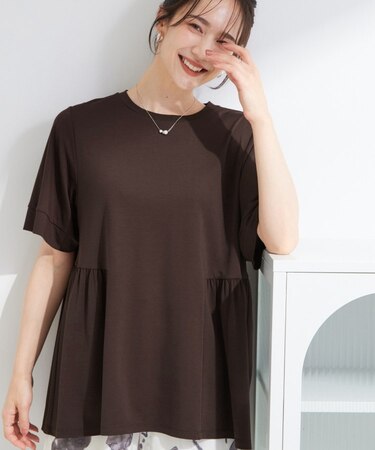 【ひんやり/UV/S-LL】とろみサイドギャザートップス