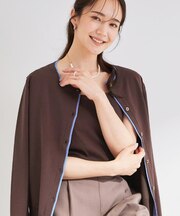 【S-LL/洗濯機可】レイヤード風でこなれ見え 配色カーディガン
