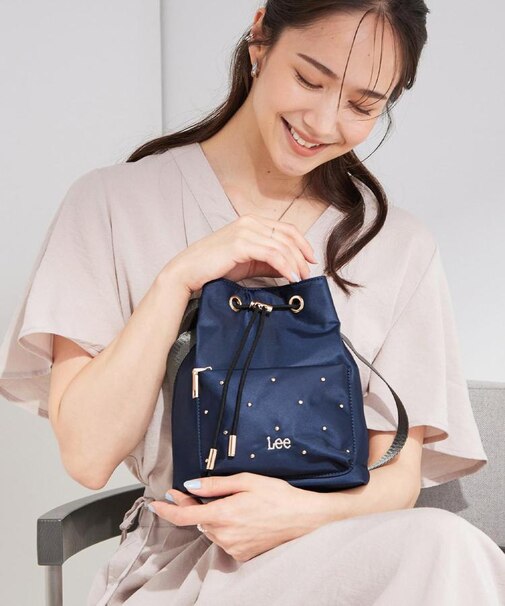 【Lee別注／撥水】スタッズ巾着ショルダーバッグ