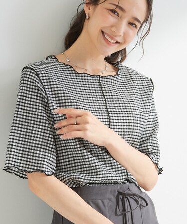 カット楊柳ギンガムメローT
