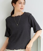 カット楊柳ギンガムメローT