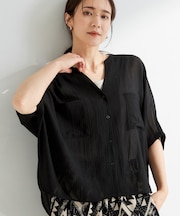【洗濯機可/選べる6色】ナチュラルな風合いが魅力 ゆったり楊柳シアードルマンブラウス