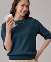 【ガンガン洗える/ひんやり/UV/毛玉になりにくい】二の腕見せない 5分袖ニット