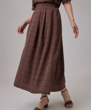 【セットアップ可/S-LL】モールチェックで上品に タックフレアスカート