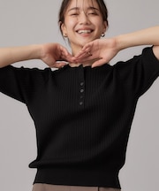 【S-LL】抜け感ある着こなしに ヘンリーネック リブニット