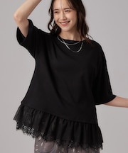 ひんやり裾レースTシャツ