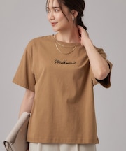【S-LL/洗濯機可】大人っぽく着られる ジェルロゴプリントTシャツ