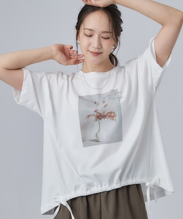 ひんやり裾シャーリングプリントTシャツアソート