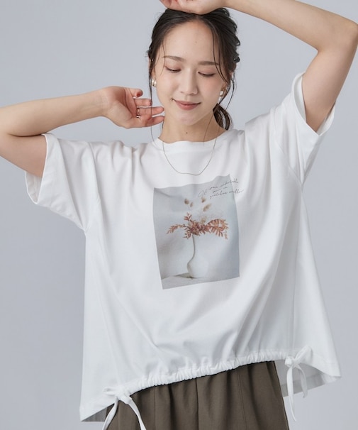 ひんやり裾シャーリングプリントTシャツアソート