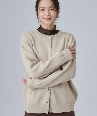 【セットアップ可/洗濯機可】軽やかに羽織れる スポンディシュニットカーディガン