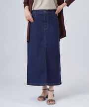 【洗濯機可/S-LL】程よいシルエットで使いやすい ストレッチデニムスカート