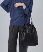 つまみハンドル巾着トートバッグ