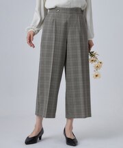 【洗濯後しわになりにくい/着丈が選べる/セットアップ可】ウールフィール センタープレスワイドパンツ
