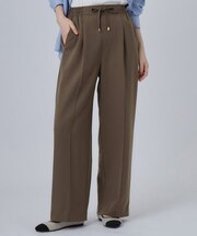 【着丈選べる/洗濯後しわになりにくい】センターピンタックですっきり見え きれいめイージーワイドパンツ