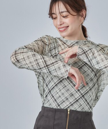 【S-LL/洗濯機可】コーデにプラスするだけで垢抜ける 柄アソートシアーチュールトップス