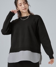 【S-LL】着るだけできまる シャツレイヤード風 スポンディッシュニット