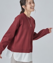 【S-LL】着るだけできまる シャツレイヤード風 スポンディッシュニット