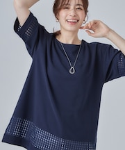 【S-LL】上品に体型カバー 大人のシアーチェックチュニック