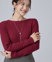 【毛玉になりにくい/S-LL/洗濯機可】ボートネックで首元美しく やわらかリブニット