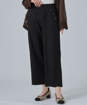 【ひんやり/S-LL/洗濯機可】ボタンがアクセント ストレートクロップドパンツ