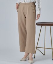 【ひんやり/S-LL/洗濯機可】ボタンがアクセント ストレートクロップドパンツ