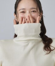 【絶妙なゆるピタ/S-LL/洗濯機可】ちくちくしにくいリブタートルネック やわらかニット