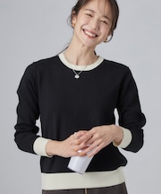 【S-LL/洗濯機可】さりげないラメと配色がアクセントになる クルーネックニット