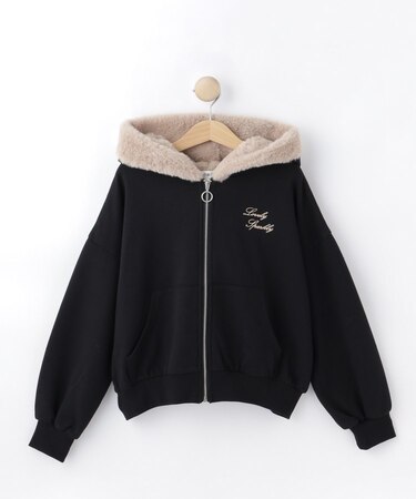 【130-150cm】フェイクファー付きZIPパーカー