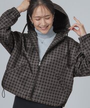 【S-LL】チェック柄で差がつく プリントフーディブルゾン