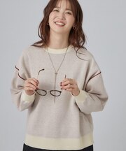 配色が目を引く　スウェットライクニット