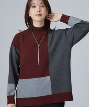 カラーブロッキングデザインニット