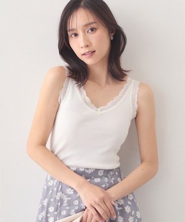 前後2way丸胴レースタンクラメアソート【洗濯機OK】