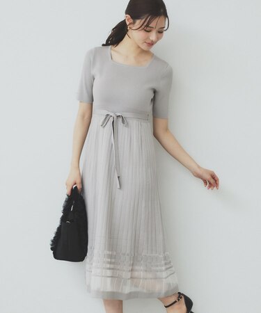 シアーラインニットワンピース【UV/洗濯機洗い可】