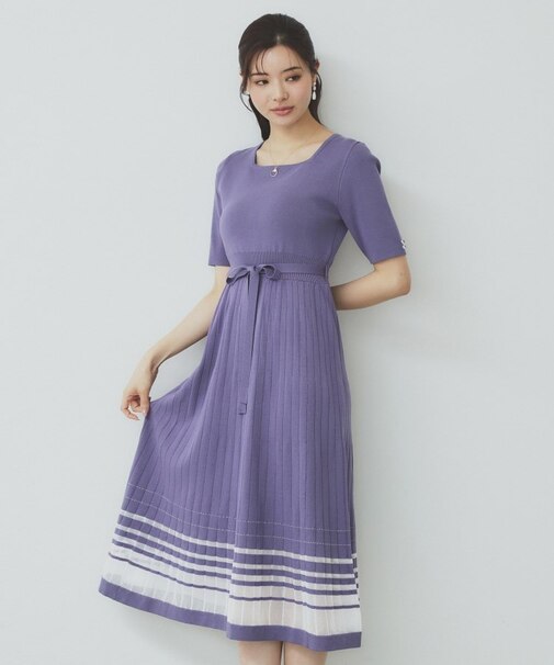 シアーラインニットワンピース【UV/洗濯機洗い可】